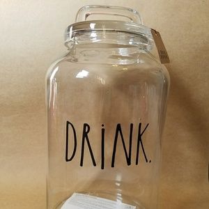 Rae Dunn glass DRINK dispenser / black lettering